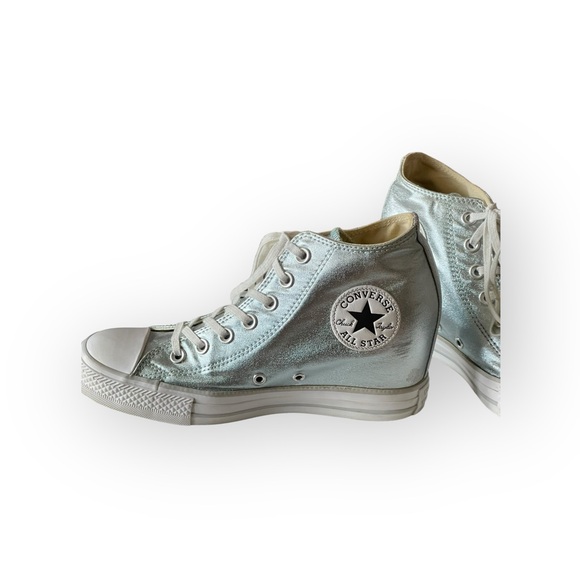 Rare: Sophia Vergara’s Converse ✪ Chucks Lux Mid Wedge Sneakers ✪ Metal Glacier - Picture 8 of 17